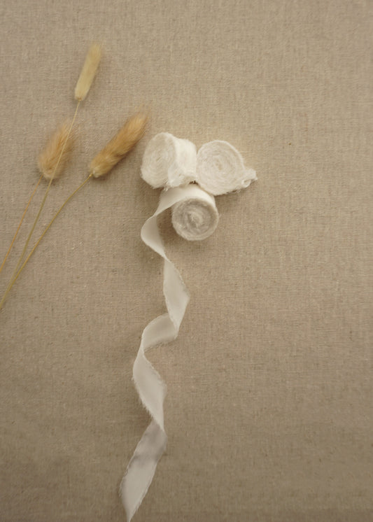 0.5 Inch White Silk Ribbon