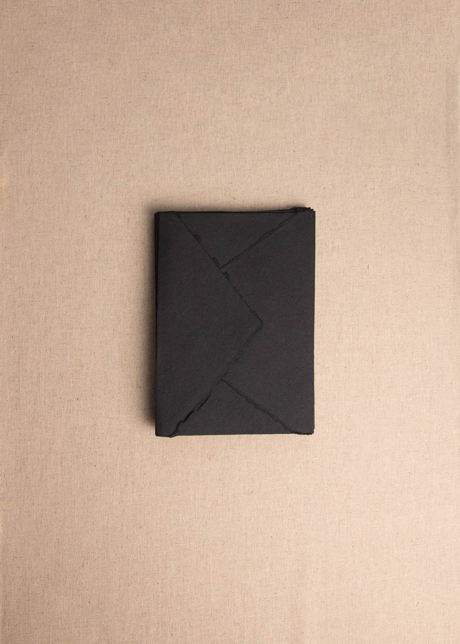 A6 Black Handmade paper envelope with deckle edge